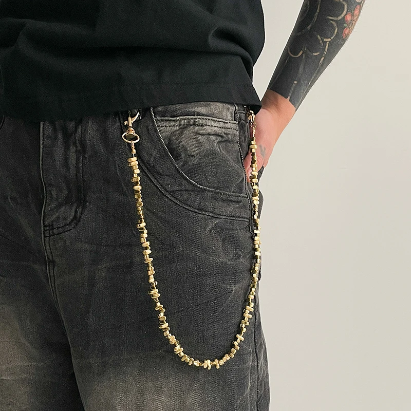 Vintage Punk Beaded Pants Chain For Men Cool Versatile Jeans Chain Goth Hip Hop Trousers Chains Clothing Accessories Gifts