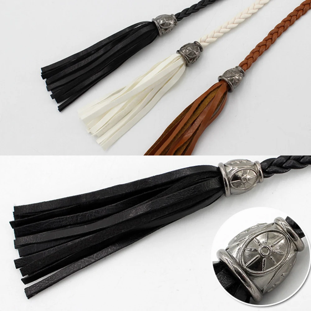 Women Long rope Waist Chain Belt Braided PU Leather Long Tassel Decoration Dress Waist Rope Knotted Skinny String Waistband