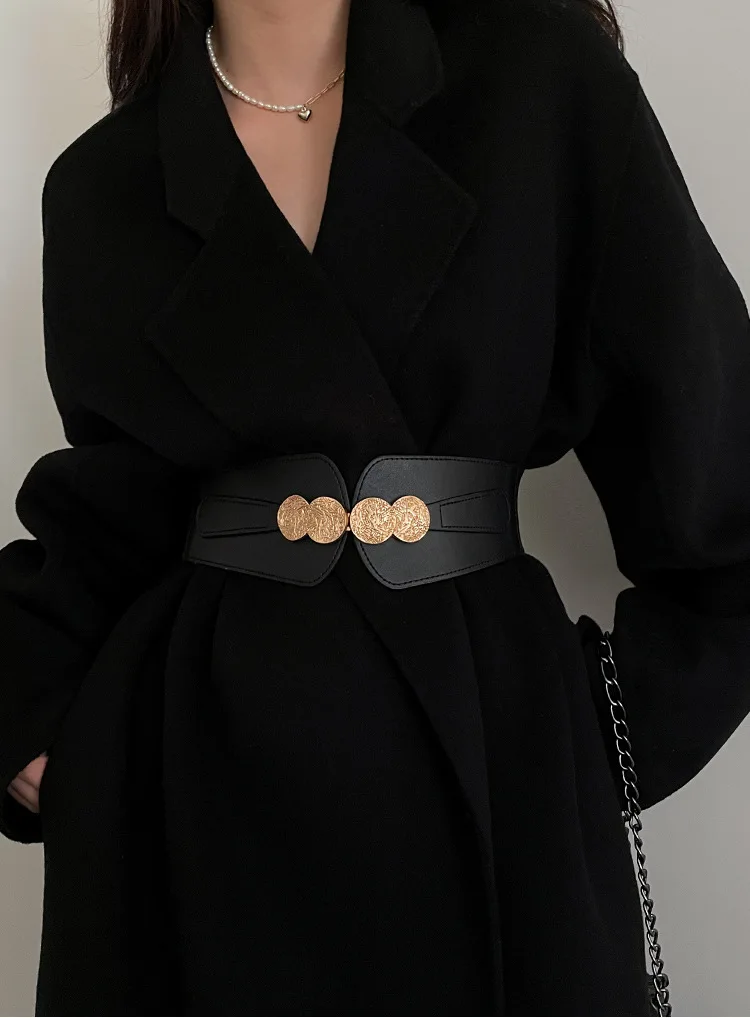 Luxury Ladies Wide Belt Elastic Vintage Buckle Leather Wide Fashion Wild Pin Buckle Women's Belt Waist Seal Belt