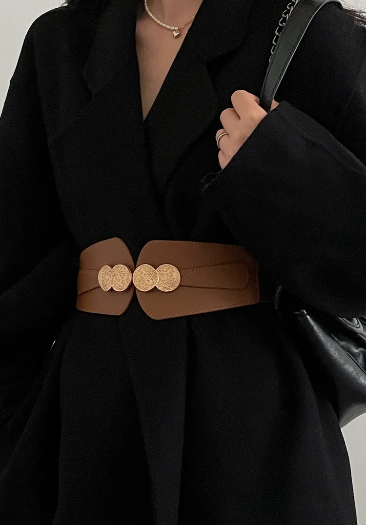 Luxury Ladies Wide Belt Elastic Vintage Buckle Leather Wide Fashion Wild Pin Buckle Women's Belt Waist Seal Belt