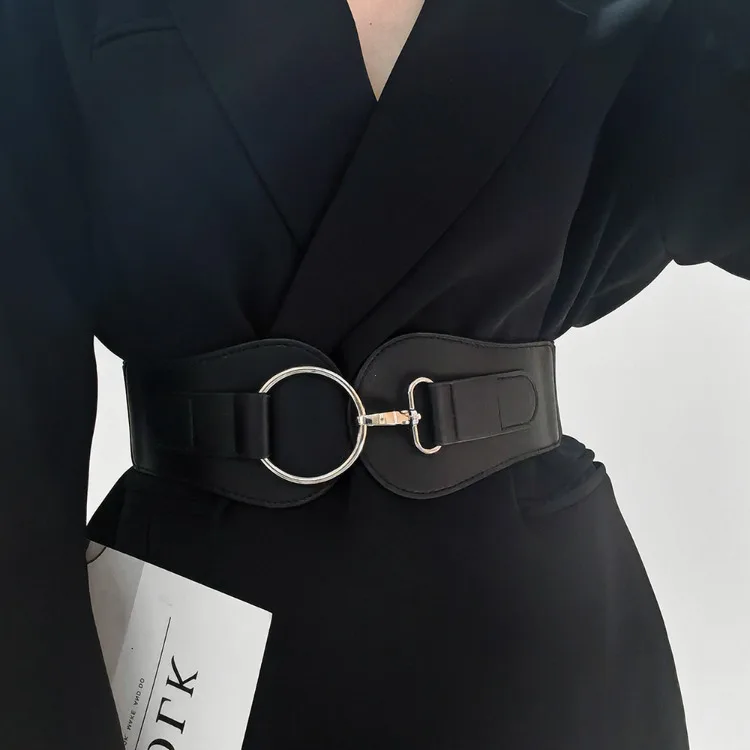 Luxury Ladies Wide Belt Elastic Vintage Buckle Leather Wide Fashion Wild Pin Buckle Women's Belt Waist Seal Belt