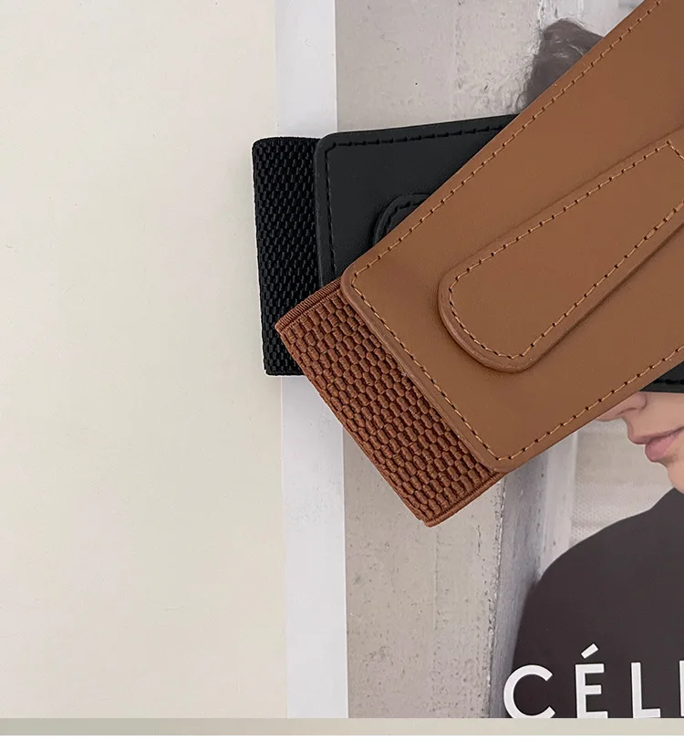 Luxury Ladies Wide Belt Elastic Vintage Buckle Leather Wide Fashion Wild Pin Buckle Women's Belt Waist Seal Belt