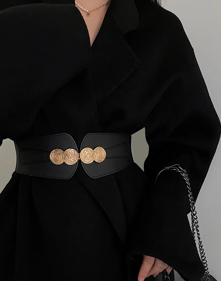 Luxury Ladies Wide Belt Elastic Vintage Buckle Leather Wide Fashion Wild Pin Buckle Women's Belt Waist Seal Belt