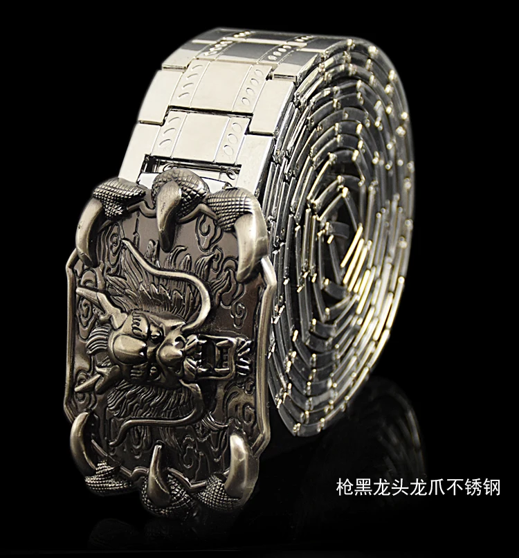 Men's belt Stainless steel Belt Retro Dragon metal Belt Gold Color Charm Belt Hip Hop Punk Strap self-defense luxury Belt male