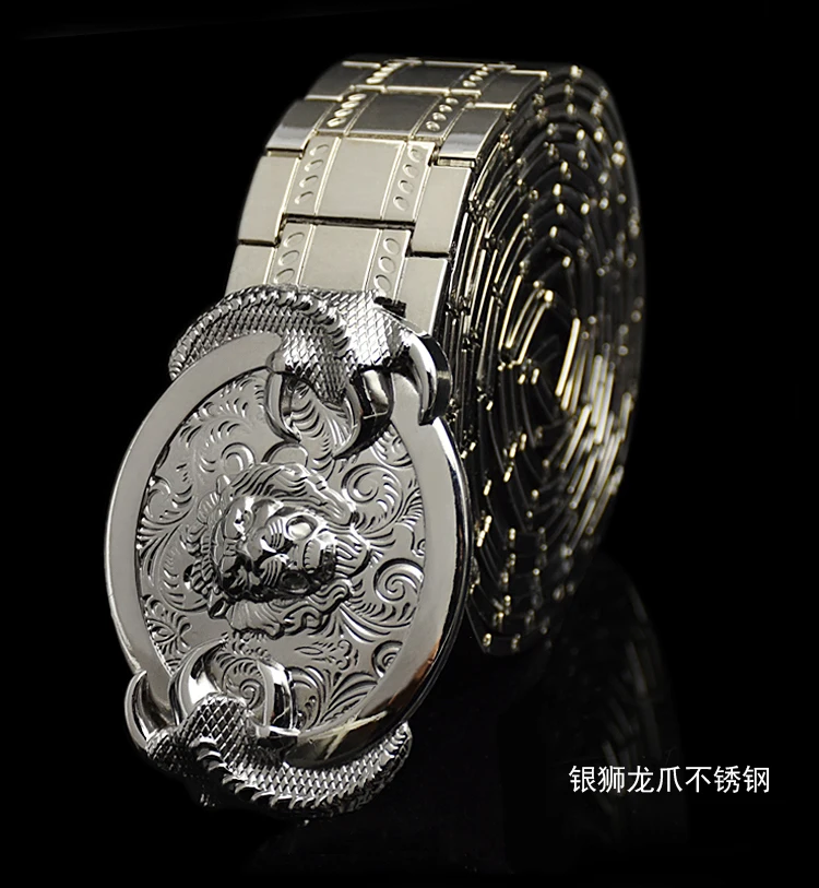 Men's belt Stainless steel Belt Retro Dragon metal Belt Gold Color Charm Belt Hip Hop Punk Strap self-defense luxury Belt male
