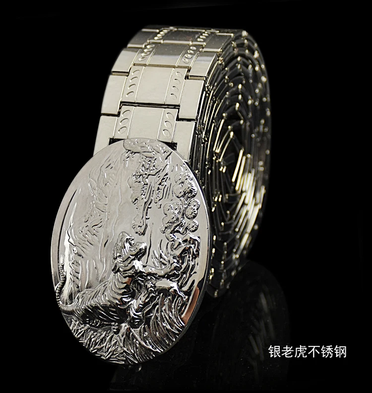Men's belt Stainless steel Belt Retro Dragon metal Belt Gold Color Charm Belt Hip Hop Punk Strap self-defense luxury Belt male