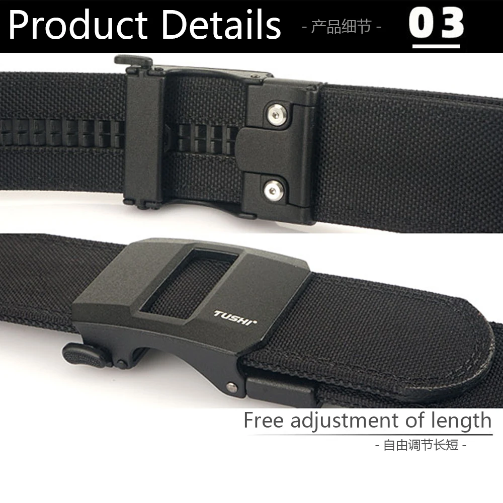 1.5" Tactical Belt Metal Buckle Adjustable Sturdy Ratchet Nylon Belts IPSC USPSA IDPA Belt Rigid Heavy Duty Gea