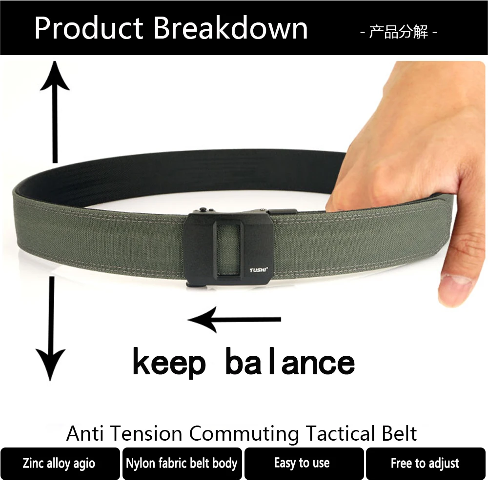 1.5" Tactical Belt Metal Buckle Adjustable Sturdy Ratchet Nylon Belts IPSC USPSA IDPA Belt Rigid Heavy Duty Gea