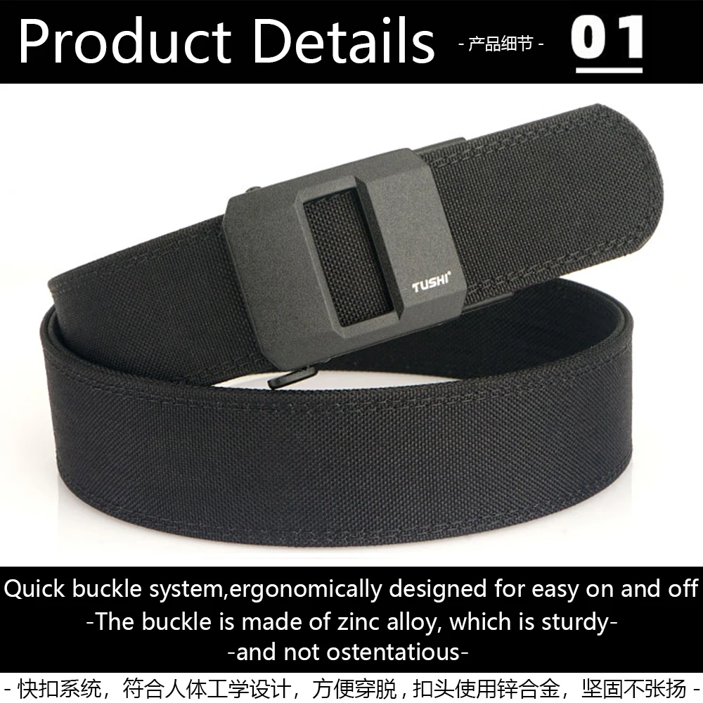 1.5" Tactical Belt Metal Buckle Adjustable Sturdy Ratchet Nylon Belts IPSC USPSA IDPA Belt Rigid Heavy Duty Gea