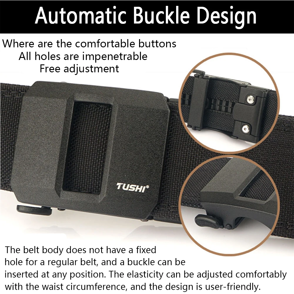 1.5" Tactical Belt Metal Buckle Adjustable Sturdy Ratchet Nylon Belts IPSC USPSA IDPA Belt Rigid Heavy Duty Gea