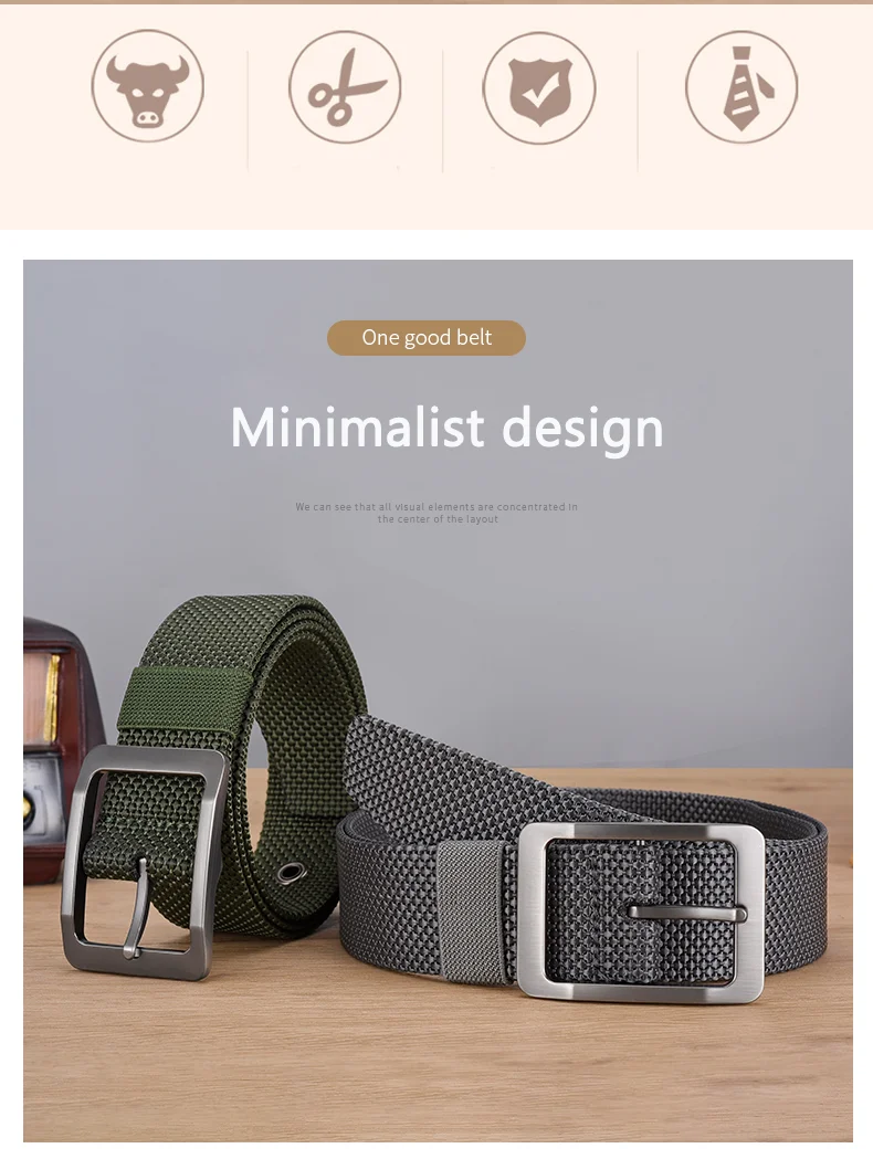 DINISITON Men's Nylon Belt Alloy Needle Buckle Belt Military Training Supplies Casual Style Outdoor Sports Belt