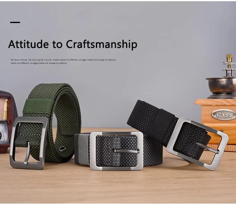 DINISITON Men's Nylon Belt Alloy Needle Buckle Belt Military Training Supplies Casual Style Outdoor Sports Belt