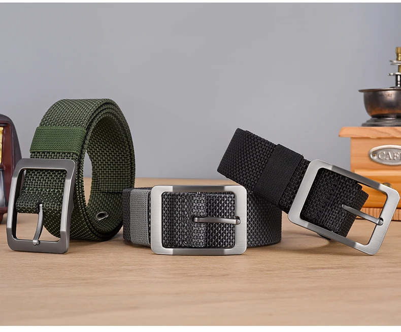 DINISITON Men's Nylon Belt Alloy Needle Buckle Belt Military Training Supplies Casual Style Outdoor Sports Belt