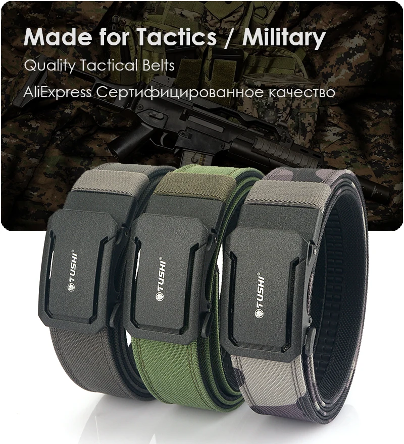 KOLBER New Tactical Belt for Men and Women Metal Automatic Buckle Black Military Army Gun Belt Thick Nylon IPSC Waistband Girdle