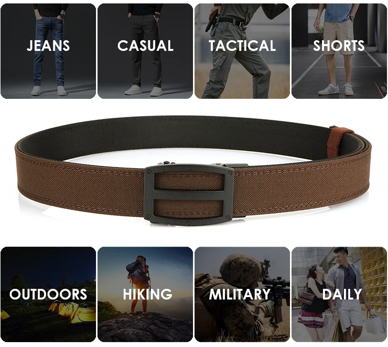 VATLTY 2024 Men's Tactical Belt Zinc Alloy Automatic Buckle Sturdy Nylon Police Duty Military Gun Belt Blue Casual Belt Male
