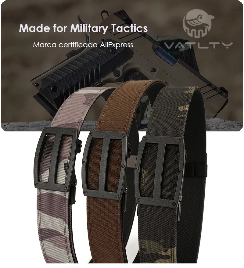 VATLTY 2024 Men's Tactical Belt Zinc Alloy Automatic Buckle Sturdy Nylon Police Duty Military Gun Belt Blue Casual Belt Male