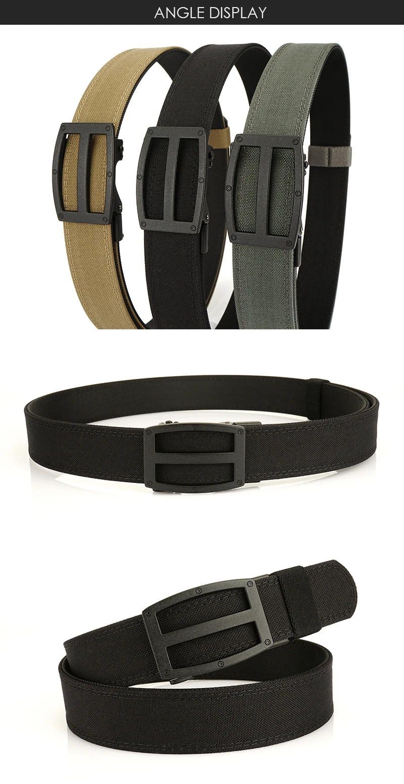 VATLTY 2024 Men's Tactical Belt Zinc Alloy Automatic Buckle Sturdy Nylon Police Duty Military Gun Belt Blue Casual Belt Male