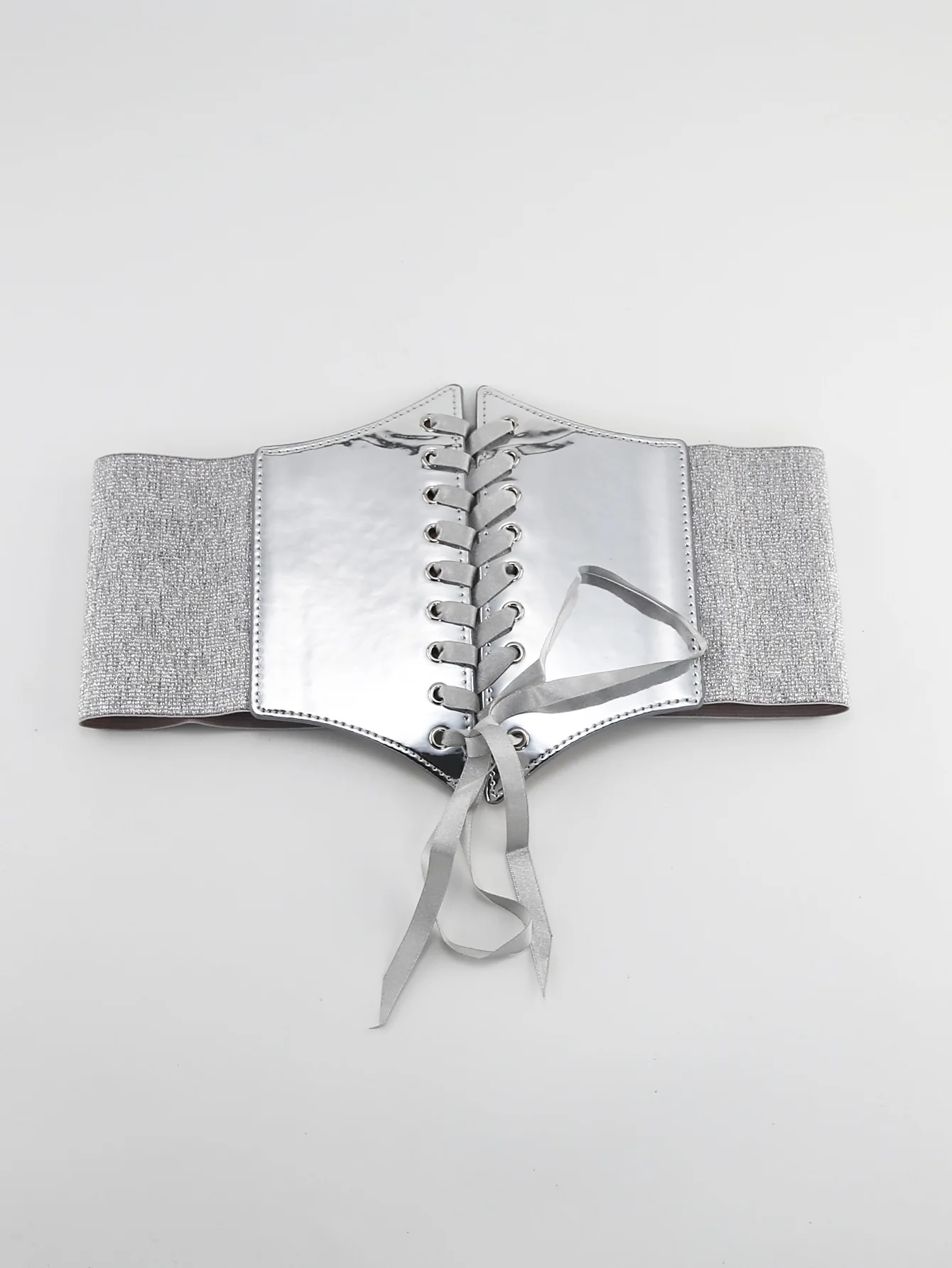 Fashion Elastic Gold Silver Corset Wide Belt For Women PU Leather Lace Up Waist Strap Female Dress Skirt Coat Decorative Girdle