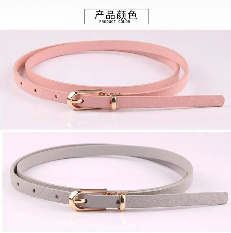 Fashion PU Leather Women Belts Black Blue White Pink Red Thin Skinny Pin Buckle Waistband Dress Jeans Decoration Belts