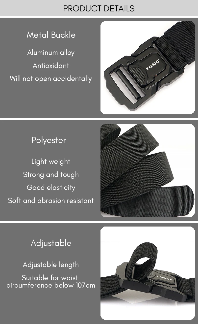 KOLBER New Men's Casual Elastic Belt Aluminum Buckle Quick Release Military Tactical Belt Soft Nylon Stretch Work Belt Waistband