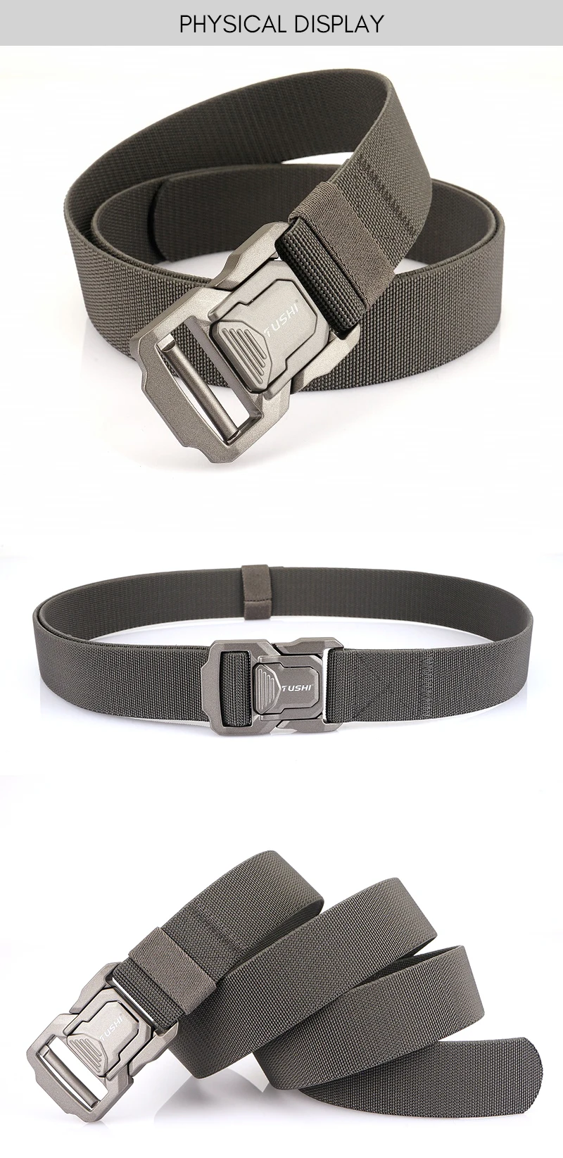 KOLBER New Men's Casual Elastic Belt Aluminum Buckle Quick Release Military Tactical Belt Soft Nylon Stretch Work Belt Waistband