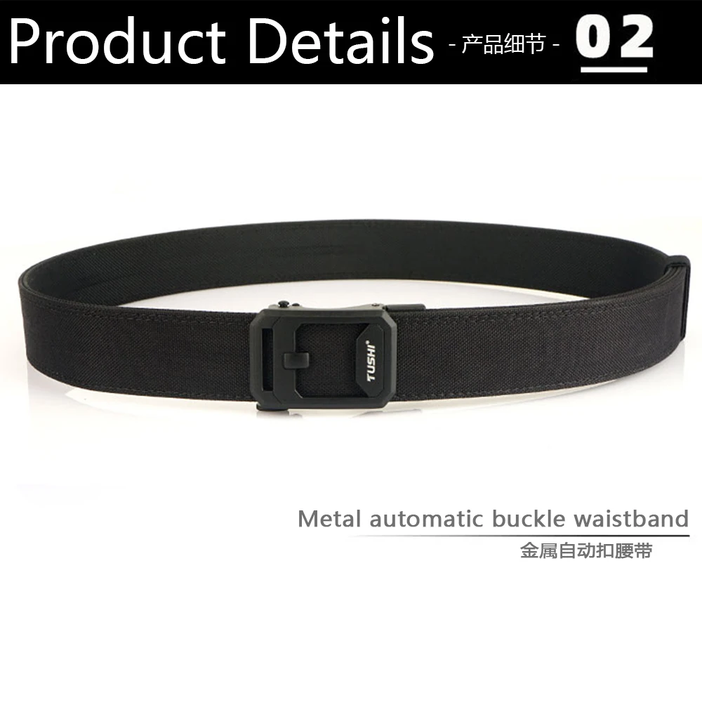 TUSHI 140CM Mens Military Tactical Belt Tight Sturdy Nylon Heavy Duty Hard Belt for Male Outdoor Casual Belt Automatic Waistband
