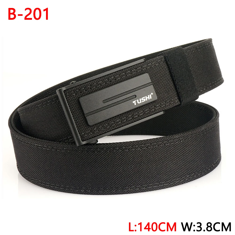 TUSHI 140CM Mens Military Tactical Belt Tight Sturdy Nylon Heavy Duty Hard Belt for Male Outdoor Casual Belt Automatic Waistband