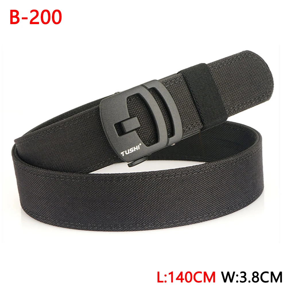TUSHI 140CM Mens Military Tactical Belt Tight Sturdy Nylon Heavy Duty Hard Belt for Male Outdoor Casual Belt Automatic Waistband