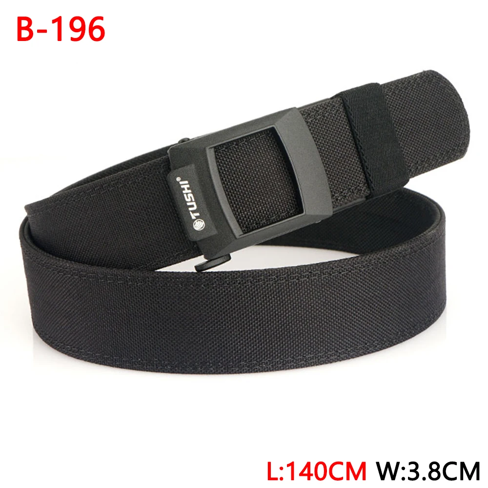 TUSHI 140CM Mens Military Tactical Belt Tight Sturdy Nylon Heavy Duty Hard Belt for Male Outdoor Casual Belt Automatic Waistband