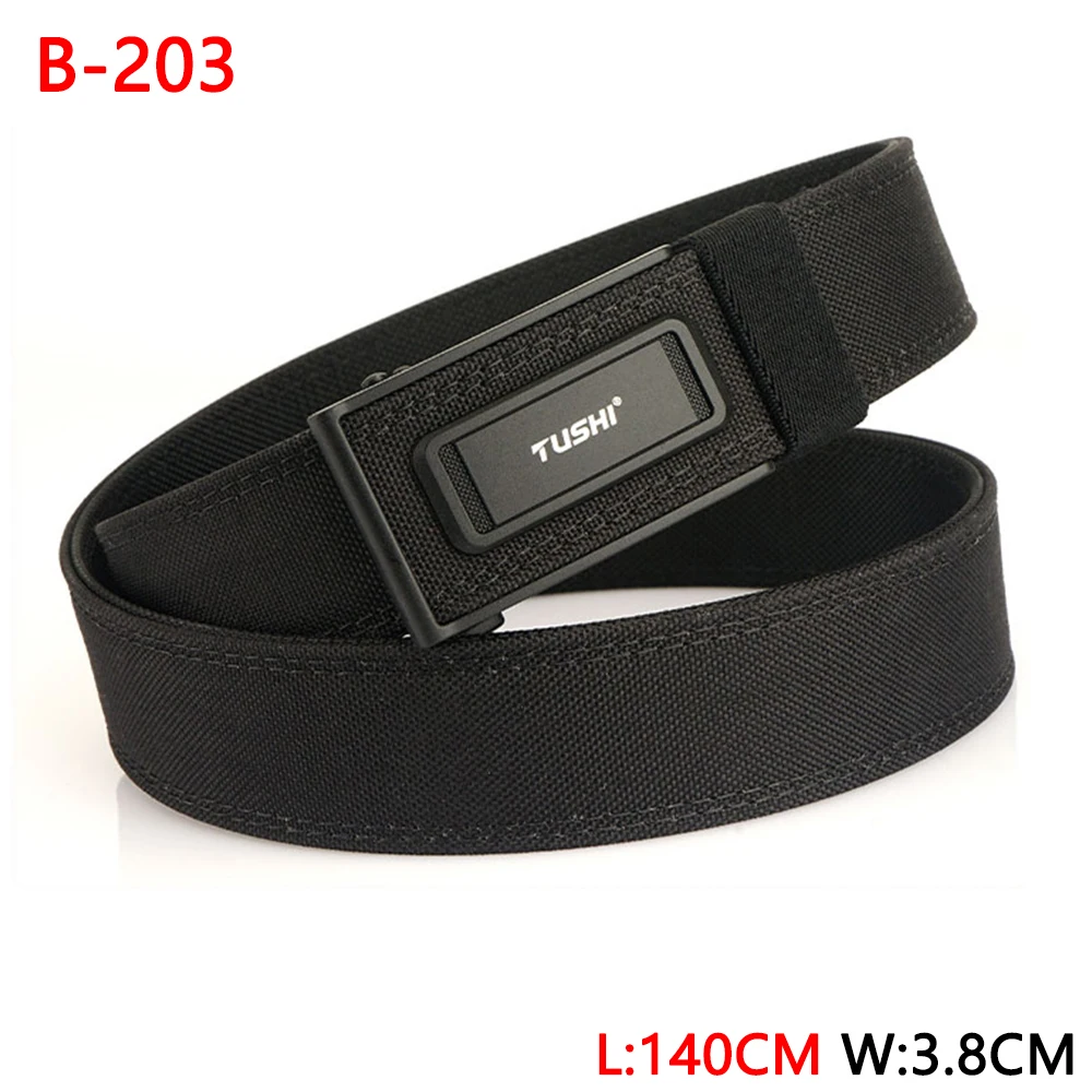 TUSHI 140CM Mens Military Tactical Belt Tight Sturdy Nylon Heavy Duty Hard Belt for Male Outdoor Casual Belt Automatic Waistband