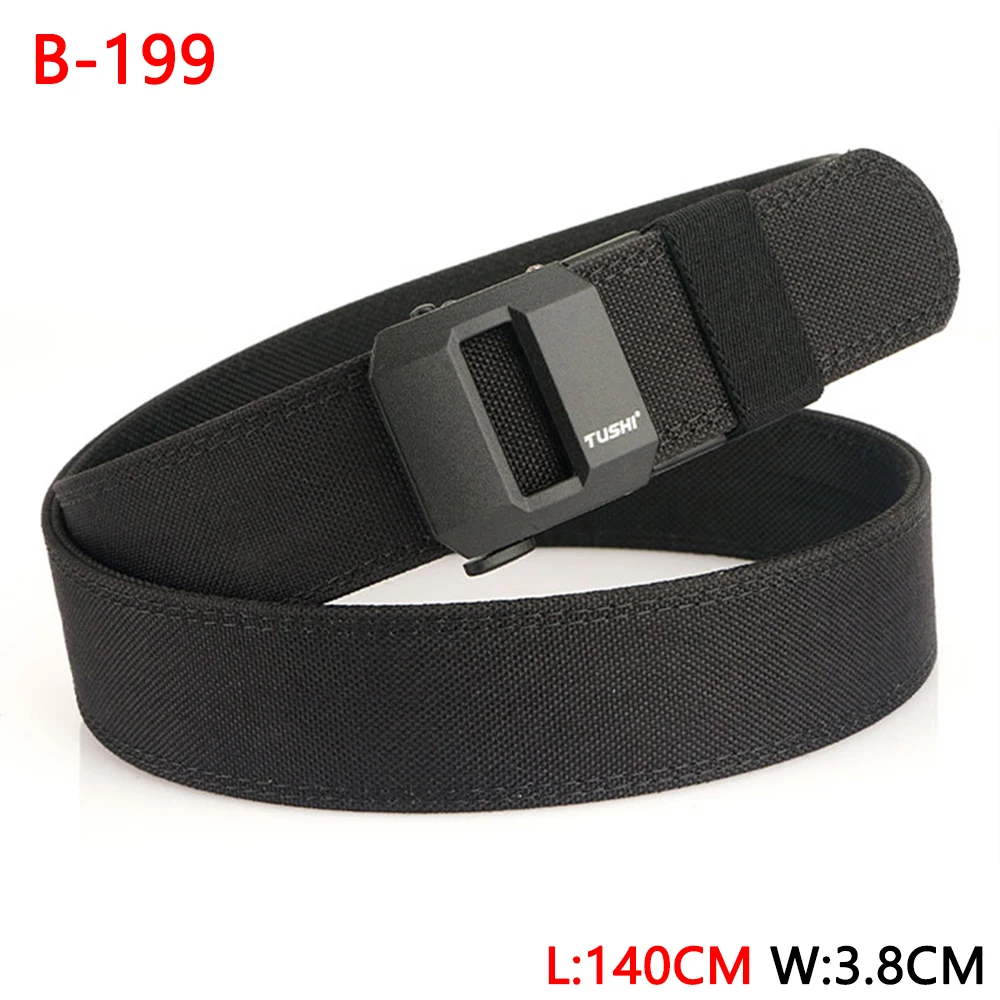 TUSHI 140CM Mens Military Tactical Belt Tight Sturdy Nylon Heavy Duty Hard Belt for Male Outdoor Casual Belt Automatic Waistband