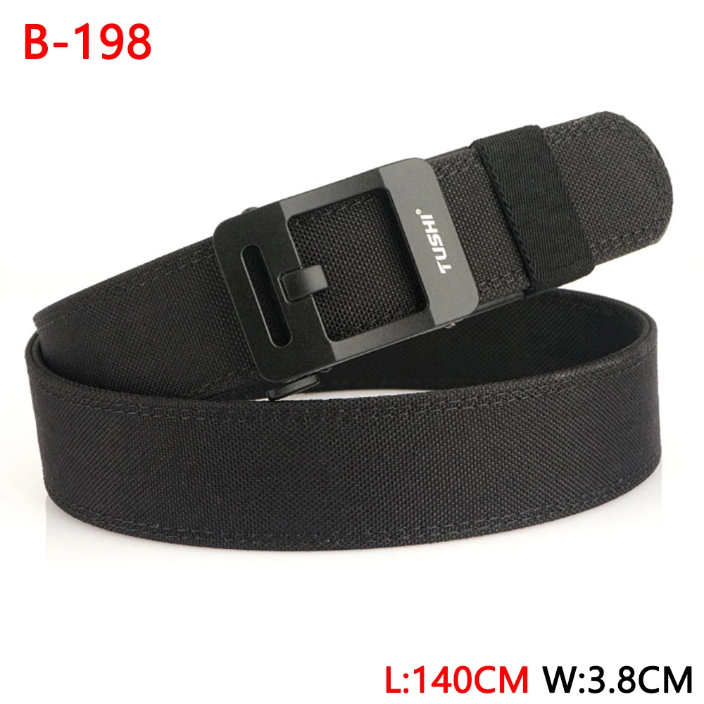TUSHI 140CM Mens Military Tactical Belt Tight Sturdy Nylon Heavy Duty Hard Belt for Male Outdoor Casual Belt Automatic Waistband