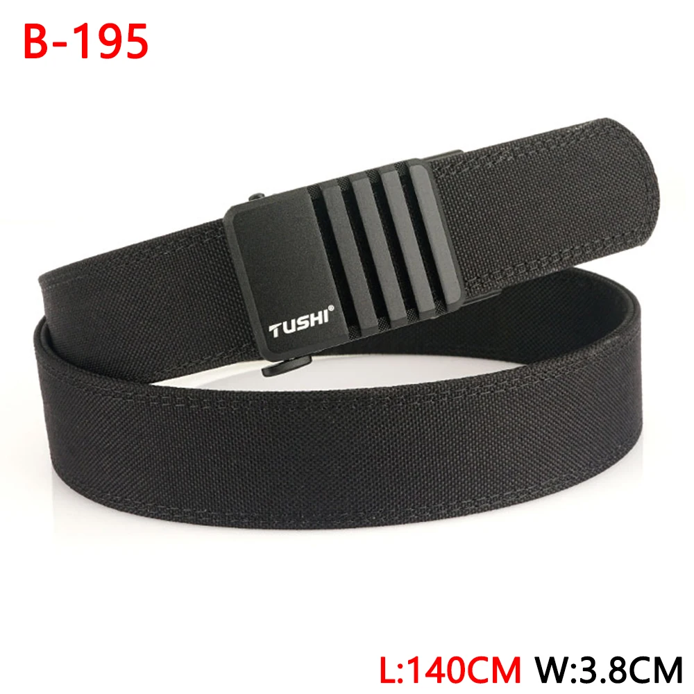 TUSHI 140CM Mens Military Tactical Belt Tight Sturdy Nylon Heavy Duty Hard Belt for Male Outdoor Casual Belt Automatic Waistband
