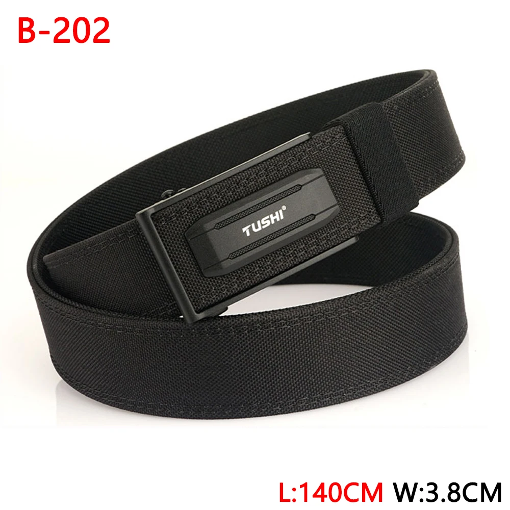 TUSHI 140CM Mens Military Tactical Belt Tight Sturdy Nylon Heavy Duty Hard Belt for Male Outdoor Casual Belt Automatic Waistband