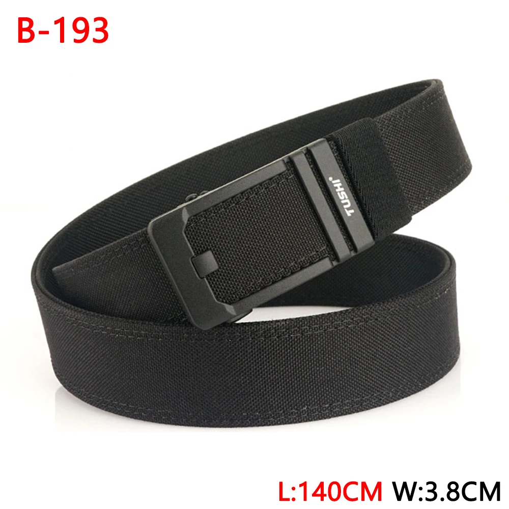 TUSHI 140CM Mens Military Tactical Belt Tight Sturdy Nylon Heavy Duty Hard Belt for Male Outdoor Casual Belt Automatic Waistband