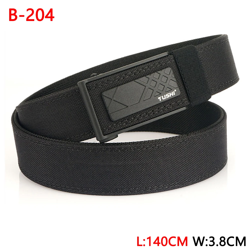 TUSHI 140CM Mens Military Tactical Belt Tight Sturdy Nylon Heavy Duty Hard Belt for Male Outdoor Casual Belt Automatic Waistband