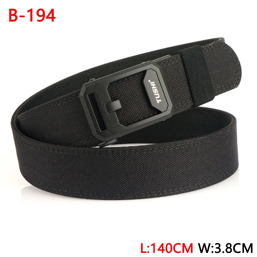 TUSHI 140CM Mens Military Tactical Belt Tight Sturdy Nylon Heavy Duty Hard Belt for Male Outdoor Casual Belt Automatic Waistband