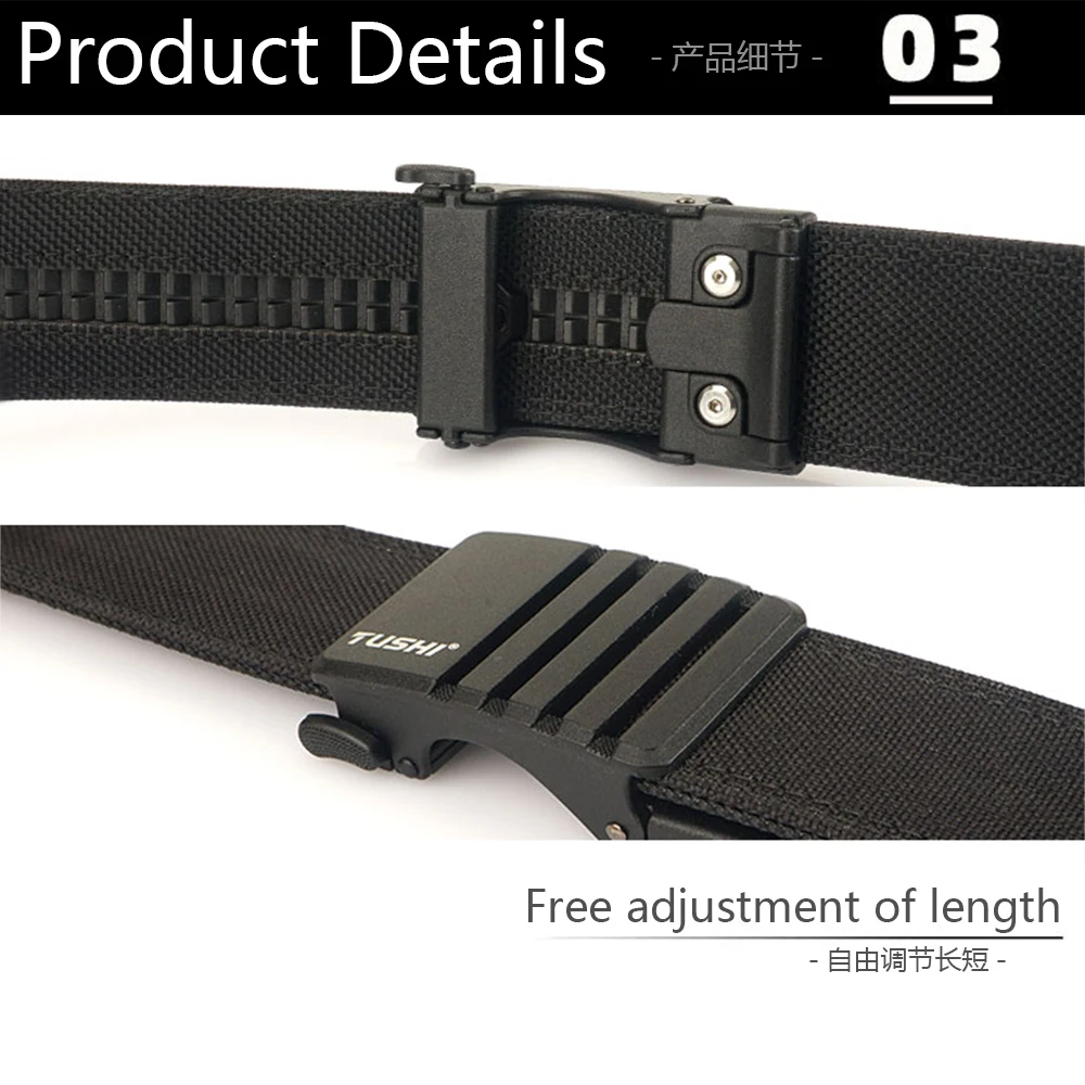 TUSHI 140CM Mens Military Tactical Belt Tight Sturdy Nylon Heavy Duty Hard Belt for Male Outdoor Casual Belt Automatic Waistband