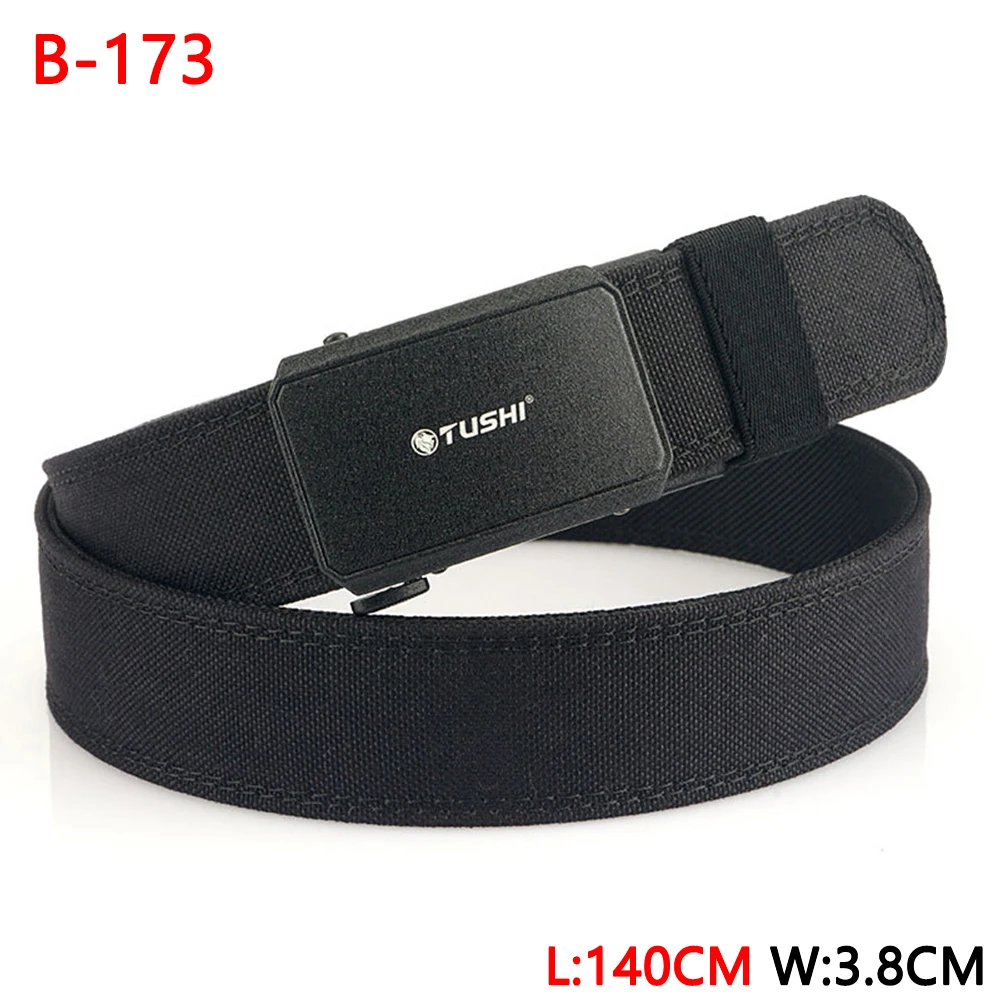 TUSHI 140CM Mens Military Tactical Belt Tight Sturdy Nylon Heavy Duty Hard Belt for Male Outdoor Casual Belt Automatic Waistband