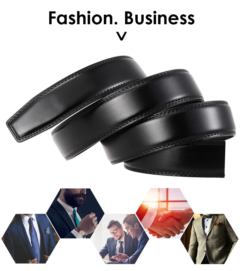 VATLTY 2021 No Buckle Leather Belt for Men 3.5cm Natural Cowhide Trouser Belt Non-porous Black Belt Girdles Male Gifts