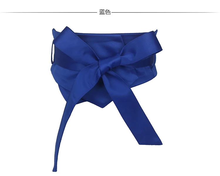 Fashion Pink Blue Yellow Black Fabric Soft Waist Belt for Women Self-tie Bow WIde Slim Corset Spring Autumn Coat Dress Belts