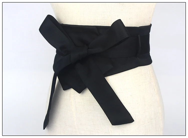 Fashion Pink Blue Yellow Black Fabric Soft Waist Belt for Women Self-tie Bow WIde Slim Corset Spring Autumn Coat Dress Belts