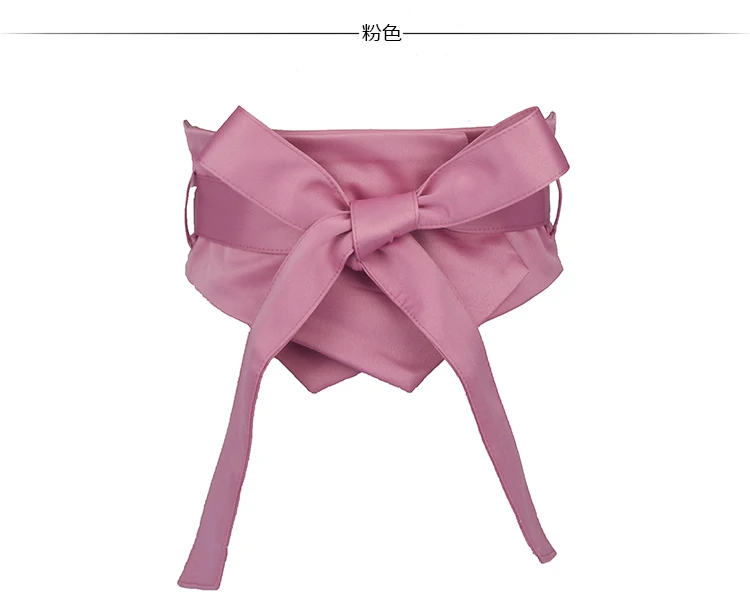 Fashion Pink Blue Yellow Black Fabric Soft Waist Belt for Women Self-tie Bow WIde Slim Corset Spring Autumn Coat Dress Belts