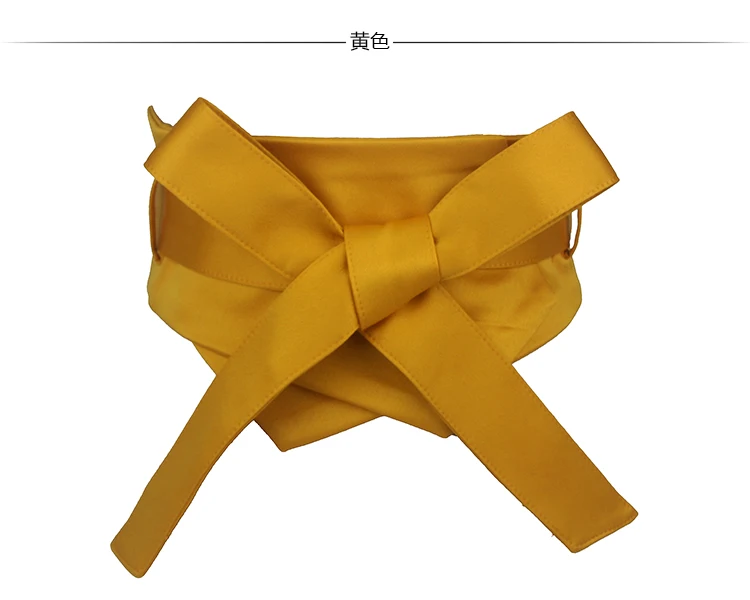 Fashion Pink Blue Yellow Black Fabric Soft Waist Belt for Women Self-tie Bow WIde Slim Corset Spring Autumn Coat Dress Belts