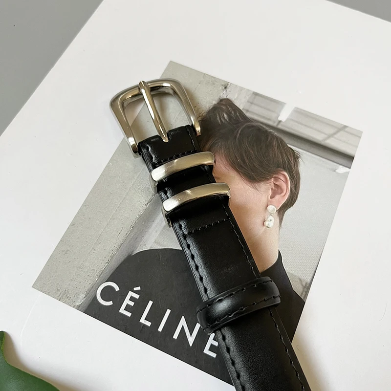 High Quality Real Leather Jeans Belts For Women Simple Design Metal Buckle  Waist Belts Cowskin Men Unisex Casual Strap Ceinture