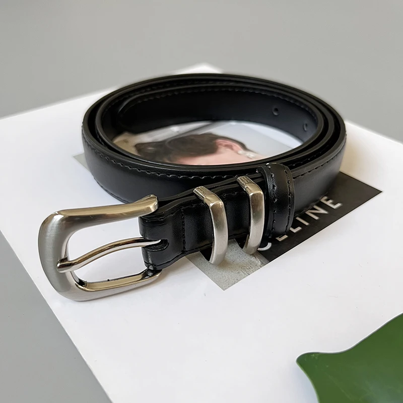 High Quality Real Leather Jeans Belts For Women Simple Design Metal Buckle  Waist Belts Cowskin Men Unisex Casual Strap Ceinture