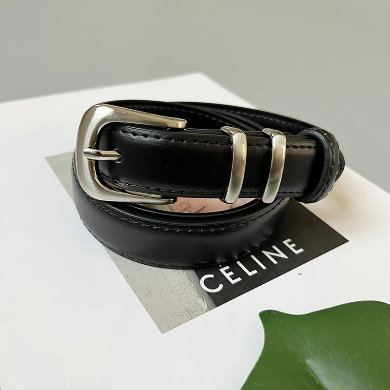 High Quality Real Leather Jeans Belts For Women Simple Design Metal Buckle  Waist Belts Cowskin Men Unisex Casual Strap Ceinture