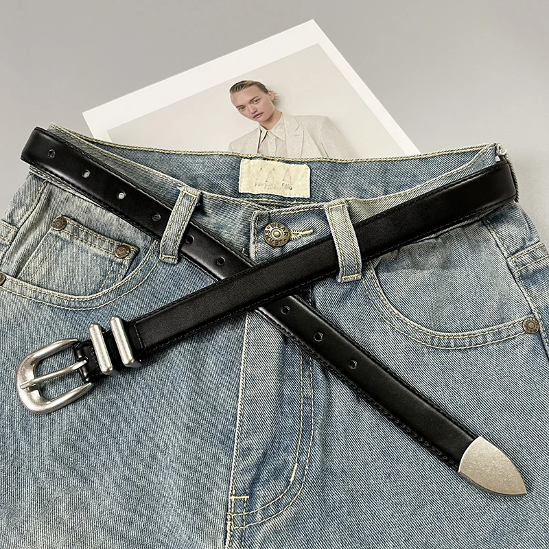 High Quality Real Leather Jeans Belts For Women Simple Design Metal Buckle  Waist Belts Cowskin Men Unisex Casual Strap Ceinture