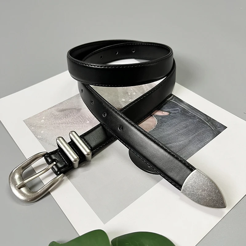 High Quality Real Leather Jeans Belts For Women Simple Design Metal Buckle  Waist Belts Cowskin Men Unisex Casual Strap Ceinture