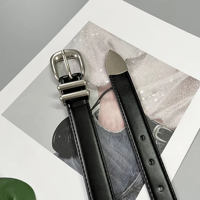 High Quality Real Leather Jeans Belts For Women Simple Design Metal Buckle  Waist Belts Cowskin Men Unisex Casual Strap Ceinture